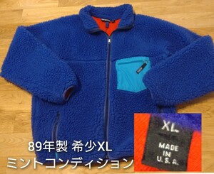 《極美品》89年製 初期 patagonia パタゴニア レトロパイル カーディガン USA製 コバルト XL ヴィンテージ フリース アメリカ製 キムタク