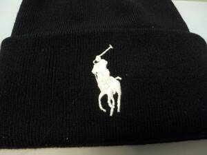 新品 タグ付き ポロ ラルフローレン POLO RALPH LAUREN 定番 ポニー 刺繍 BEANIE ビーニー ニット帽 黒 ワンサイズ 男女兼用 正規品