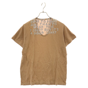 Martin Margiela マルタンマルジェラ 08AW AIDS TEE エイズプリントVネック半袖Tシャツ ここのえタグ 30GC099 ベージュ/シルバー