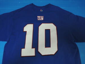 Used NFL ニューヨーク・ジャイアンツ #10 イーライ・マニング マジェスティックTシャツ(XL)使用感有り, 青, New York Giants, Eli Manning
