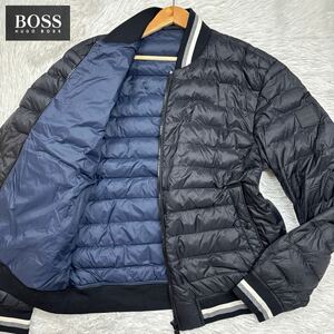 【極美品XXLサイズ!!!】HUGO BOSS ヒューゴボス 現行 22aw ダウンジャケット 黒 肩ロゴパッチ 撥水加工 大谷翔平 メンズ サイズ52