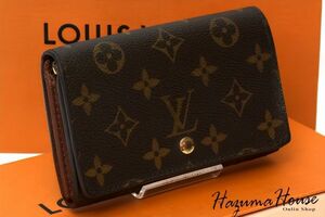 【美品】ルイヴィトン LV LOUISVUITTON モノグラム 二つ折り財布 ポルトモネビエ トレゾール 小銭入れ ブラウン メンズ レディース m193