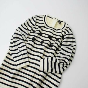 tricot COMME des GARCONS トリコ コムデギャルソン 前後切替 フラワーモチーフ付き ボーダーニット/エクリュブラック【2400013387309】