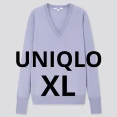 新品　UNIQLO エクストラファインメリノVネックセーター　ブルー　XL 長袖