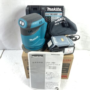 ＊＊ MAKITA マキタ 18V 125mm 充電式ランダムオービットサンダ バッテリ1個・受電器付 BO180D ブルー 目立った傷や汚れなし