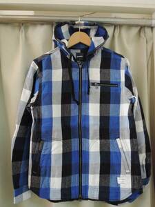 X-LARGE エクストララージ PLAID FLANNEL HOODED ZIP SHIRTJKT青 人気商品　値下げしました！