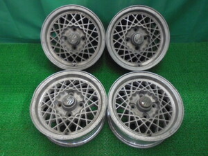 c8◆BRIDGESTONE ZONA MESH-2 アルミホイール 14×5.5J◆ブリヂストン 14×5.5JJ +15 4H PCD114.3 中古アルミ4本セット