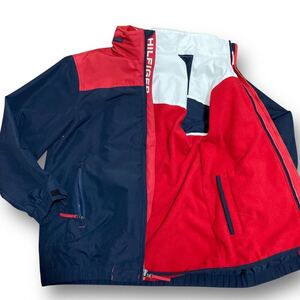 【希少XLサイズ】TOMMY HILFIGER トミーフィルファガー ナイロンジャケット ピッグシルエット 3way ライナー付 フリース ベスト フード有 