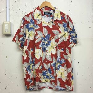 90s 90年代 Polo Ralph Lauren ラルフローレン レーヨンアロハシャツ 半袖 赤 レッド メンズ サイズL 