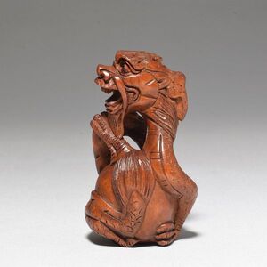 根付 龍 柘植 木彫品 木製 彫刻品 現品お渡し 0707-7-20