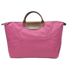 LONGCHAMP(ロンシャン) ボストンバッグ美品  ル・プリアージュオリジナル ピンク×ダークブラウン 折りたたみ/本体ロックなし レザー