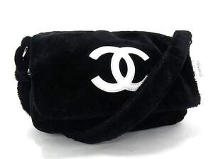 1円 ■極美品■ CHANEL シャネル ココマーク パイル×パテントレザー クロスボディ ショルダーバッグ 肩掛け 斜め掛け ブラック系 BN0722