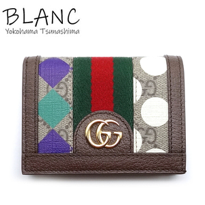 グッチ オフディア GGカードケース ウォレット GGスプリーム ブラウン マルチカラー 523155 財布 GUCCI 横浜BLANC