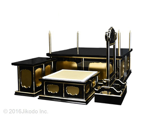 【寺院仏具】黒塗り 3.5尺 一重大壇・護摩壇 馨台付（ケイ台）タイプ 国内自社工場制作の高級木製仏具 (受注生産品)(商品番号11153k）