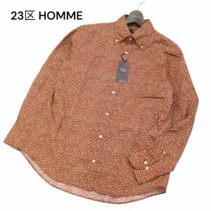 【新品 未使用】 23区 HOMME オム 春夏 コットン&リネン★ 長袖 総柄 ボタンダウン シャツ Sz.48　メンズ　I4T00524_2#M