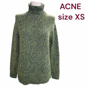 美品　ACNE タートルネック　ニット セーター　XS 綺麗色緑系 タートルネック トップス 長袖セーター