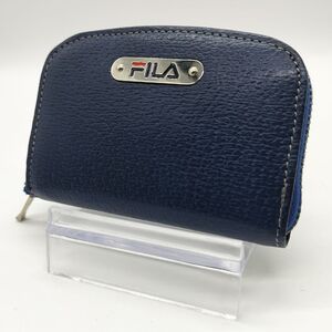 アクティブスタイル★　FILA フィラ　コインケース 財布 ラウンド レザー 小銭入れ カードケース コンパクトウォレット　ネイビー 紺