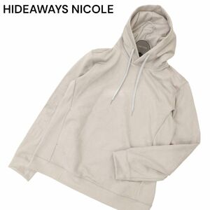 23ss★ HIDEAWAYS NICOLE ハイダウェイ ニコル ロゴ刺繍 【フェイク スウェード】 プルオーバー パーカー Sz.46　メンズ 灰　C4T00874_1#F