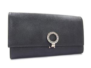 1円 ■美品■ BVLGARI ブルガリブルガリ レザー 二つ折り 長財布 ウォレット 札入れ 小銭入れ メンズ レディース ブラック系 FL2588