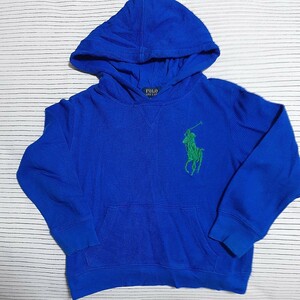 Polo Ralph Lauren ポロラルフローレン パーカー キッズ4T 110 ブルー　男の子　ブルー　ワッフル　おしゃれコーデ　