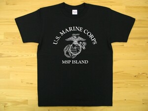 U.S. MARINE CORPS 黒 5.6oz 半袖Tシャツ 白 M ミリタリー USMC海兵隊 マリーン