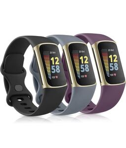 Fitbit Charge 5 ベルト 交換 用スポーツバンド女性男性用バンド　3本セットLサイズ　シリコン