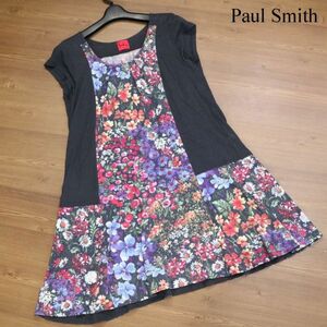 Paul+ Paul Smith ポールスミス 春夏 花柄 フローラル プリント♪ 半袖 レーヨン チュニック ワンピース Sz.M　レディース　K3T00149_7#D