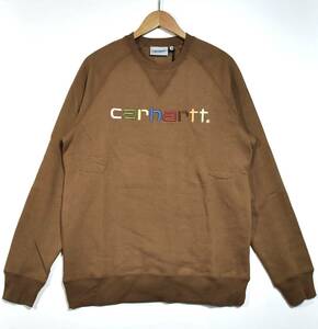 即決 未使用 【CARHARTT WIP】カーハートWIP カラフルロゴ スウェット 茶 M 新古