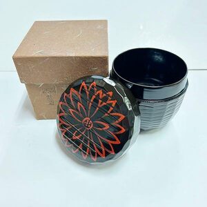 送料無料◆ 大棗 乱菊蒔絵 黒漆器 紙箱入 茶道具 工芸品 漆器 中古品