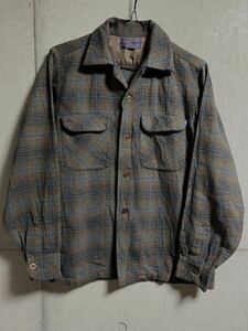 50s ヴィンテージ PENDLETON ペンドルトン オンブレ ボード シャツ VIRGIN WOOL ヴァージン ウール Ombre Shadow シャドー L ブラック