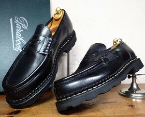 【1度使用程度/送料無料】2018年 FRANCE製 Paraboot/パラブーツ REIMS ランス コインローファー Mens UK6 24.5cm相応 ブラック 黒/ミカエル