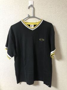 ナイキVネックTシャツ　検)アメカジ　ビンテージ　黒×黄