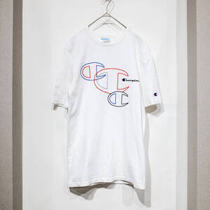 S / Champion チャンピオン 刺繍ロゴ プリント コットン 白 Tシャツ ホワイト レディース ヘビーオンス 目付き スポーツ ストリート