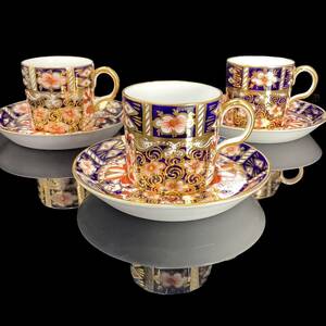 ★レア★ ロイヤルクラウンダービー オールドイマリ カップ&ソーサー 3客セット 伊万里 Royal Crown Derby Old Imari antique デミタス