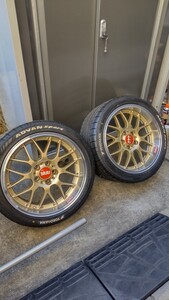 美品! 廃番! 希少! GT−Rサイズ BBS RS-GT ゴールド 18インチ 9.5J+15 5穴 PCD114.3 4本 2023年製 ADVAN Sport V107 265/35ZR18セット GTR