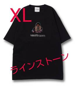 XL 極少 即発送 vaultroom RHINESTONE LOGO TEE BLK XL ボルトルーム ラインストーン ロゴ ティー ブラック 半袖 Tシャツ キラキラ メンズ