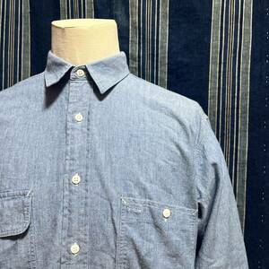 80s 90s abercrombie & fitch chmabray shirt 黒タグ 80年代 90年代 シャンブレーシャツ トリプルステッチ ガチャポケ 非対称 旧タグ