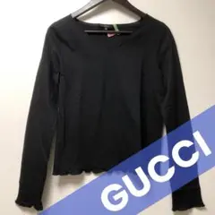 本物 グッチ gucci 長袖コットンカットソー トップス 黒 ブラック 40