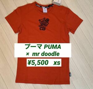 新品■5,500円【PUMA × MR.DOODLE】レディース　Tシャツ　XS オレンジ　ウェア 半袖 