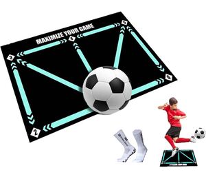 1円スタート 2点セットサッカー マット トレーニングマット 室内練習 サッカー マット+サッカーソックス 60x90cm フットワーク訓練