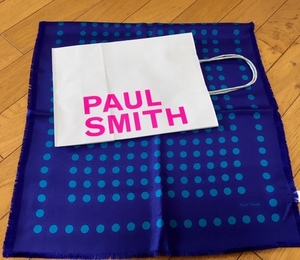 ★新品★送料198円~★65%OFF★定価18000円+税★Paul smith ポールスミス マフラー スカーフ ショール シルク100% ドット柄 パープル 水玉