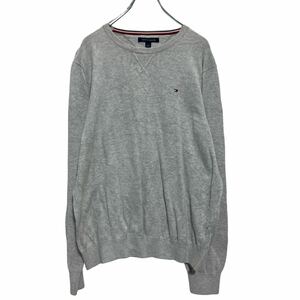 TOMMY HILFIGER ニット セーター M ライトグレー トミーヒルフィガー ガゼット ワンポイントロゴ 古着卸 アメリカ仕入 a609-7071