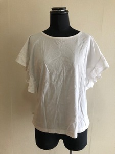 ★OPAQUE.CLIPオペークドットクリップラッフルスリーブカットソー36/S★白