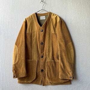 60s USA vintage ノーカラー ハンティング ジャケット / コーデュロイ ノーフォーク エルボーパッチ ビンテージ 50s O4-10056-1980