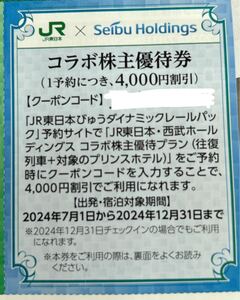 JR東日本ダイナミックレールパック×プリンスホテル　コラボ優待券　4000円割引券