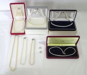 1000円スタート ネックレス/イヤリング 計8点 MIKIMOTO ミキモトなど 真珠/パール/フェイク SILVER刻印有 アクセサリー 11 H60056