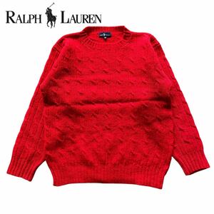 Ralph Lauren レディース ニット ウール レッド セーター ラルフローレン 古着 used サイズM ポニー アメリカ USA ポロ POLO