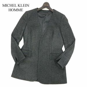 MICHEL KLEIN HOMME ミッシェルクラン オム 通年 総裏 ウール★ 羽織り スリム ジャケット コート Sz.XS位　メンズ グレー　C3T01414_2#O