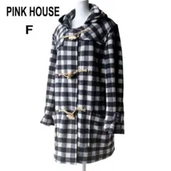 PINK HOUSE ピンクハウス 白黒 チェック柄 フリース ダッフルコート