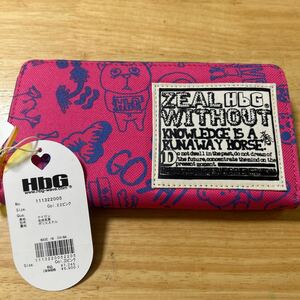 新品　保管品　HbG 長財布　ピンク　 ラウンドファスナー